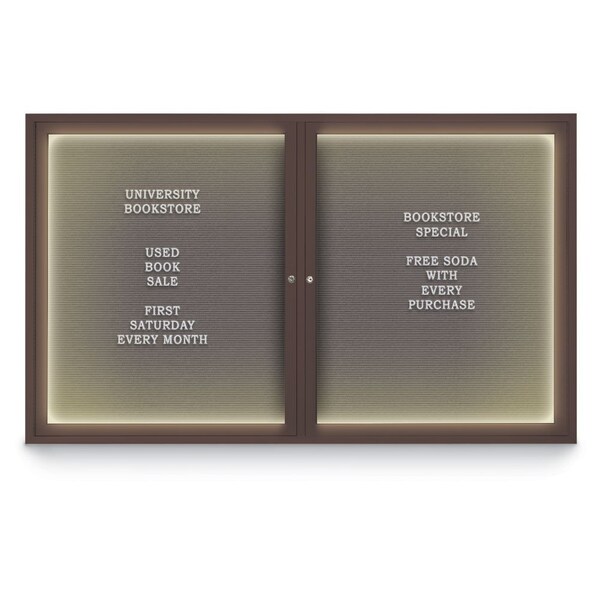 Indoor Enclosed Combo Board, 42"x32", Blk Frame/Blk Porc & Medium Grey